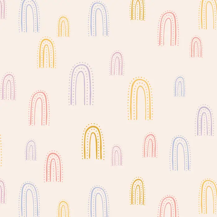 Our Dotted Rainbows peel and stick removable wallpaper will add a touch of happiness and joy to your child's room.