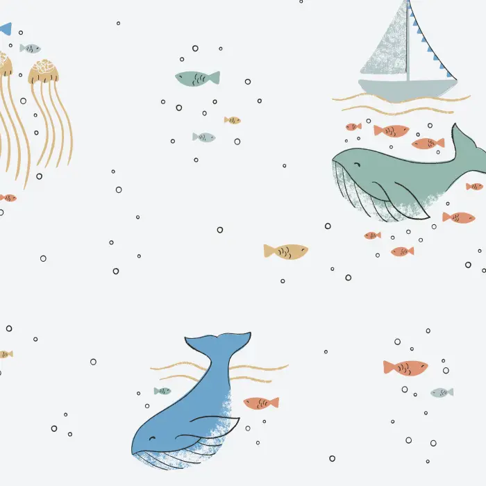 Turn a bedroom or playroom into an adventure with our Under the Sea Peel And Stick Removable Wallpaper.