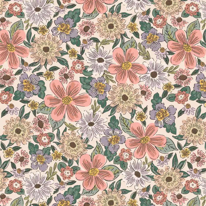 Bring a bright garden to any wall of your home with our Doodle Blooms Peel and Stick Wallpaper.