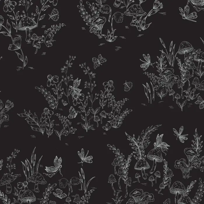Transform your child's room into a mystical garden with our Mushrooms & Fairies Peel and Stick Wallpaper.