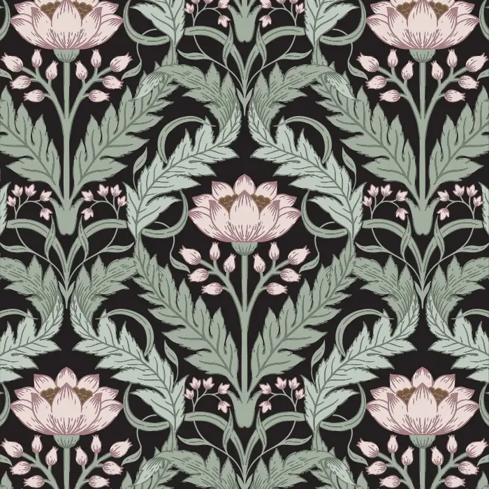 Add an intricate, eye-catching accent wall anywhere in your home with our Art Nouveau Foliage Peel and Stick Wallpaper.