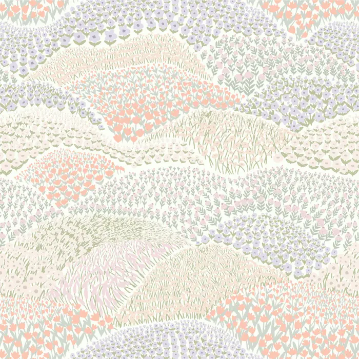 Transform any wall in your home into a cute, hilly garden with our Pastel Meadow Peel And Stick Removable Wallpaper.