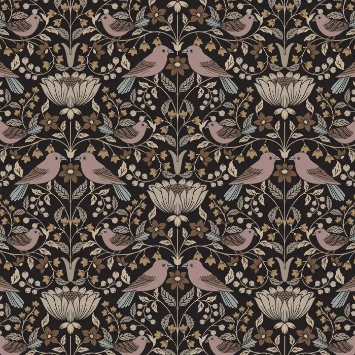 Reinvent your space in a mesmerizing way with our Berries & Birds Peel and Stick Removable Wallpaper.