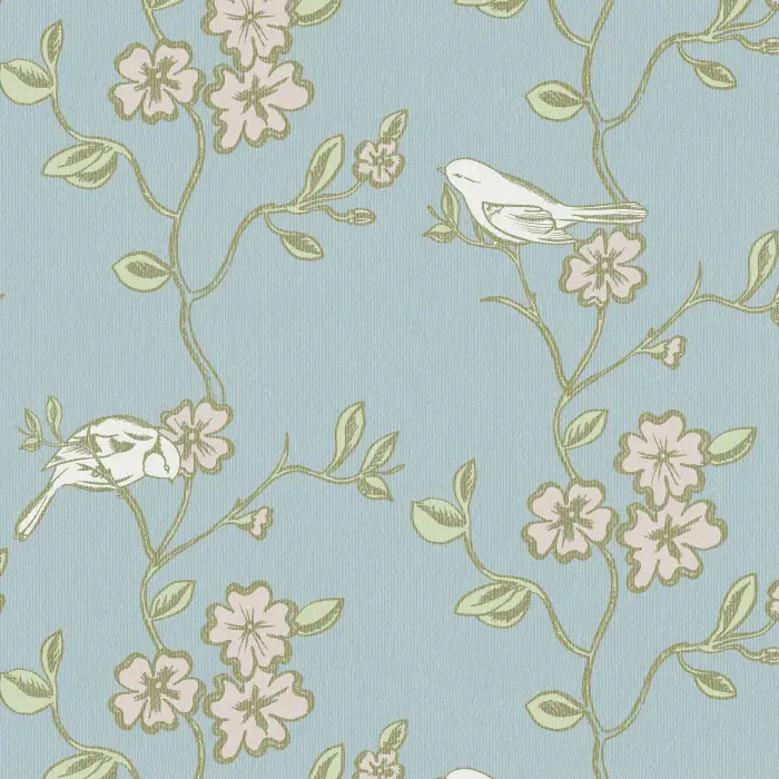 Create a delightfully charming atmosphere with our Flourish & Birds Peel and Stick Removable Wallpaper.